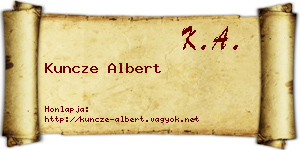 Kuncze Albert névjegykártya