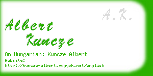 albert kuncze business card